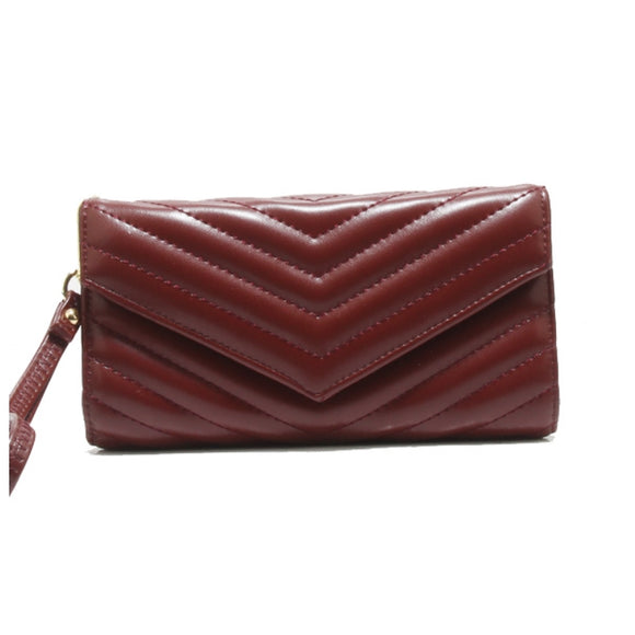 Chevron quilted wallet - dark red