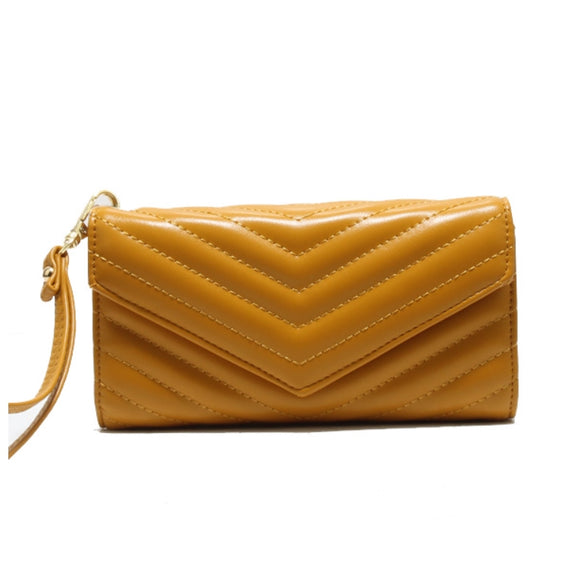 Chevron quilted wallet - yellow
