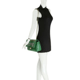 Quilted turn-lock chain shoulder bag - green