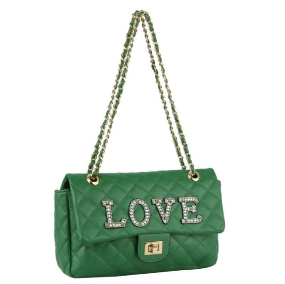 LOVE chain shoulder bag - taupe