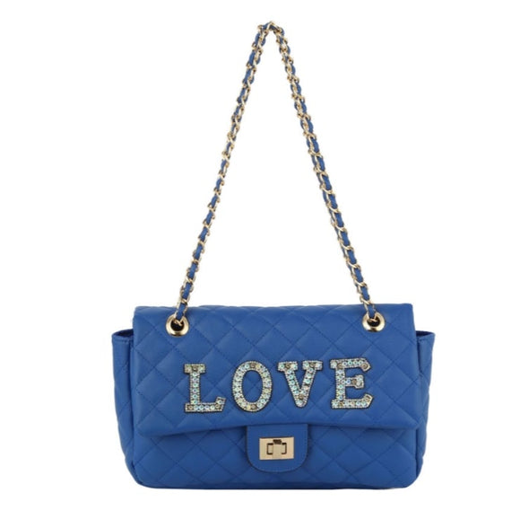 LOVE chain shoulder bag - blue