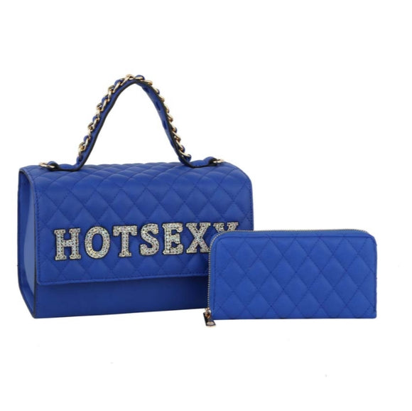 HOT SEXY quilted boxy bag with wallet - blue