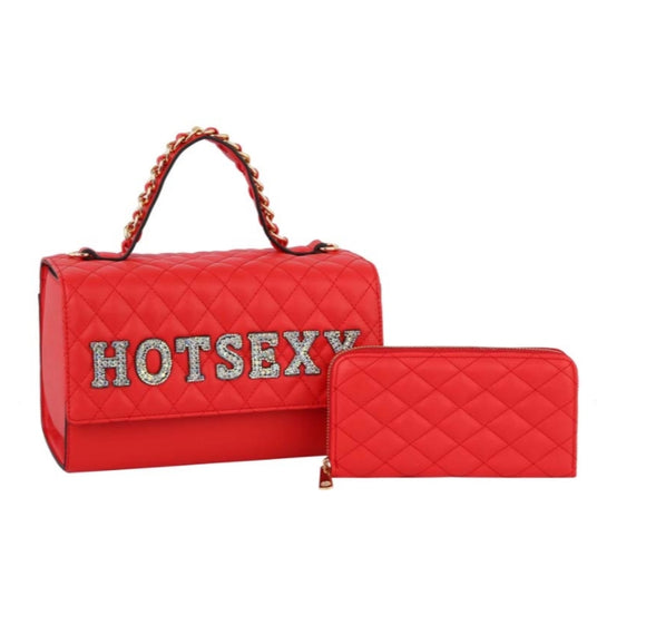 HOT SEXY quilted boxy bag with wallet - red