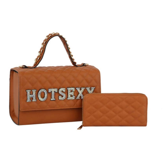 HOT SEXY quilted boxy bag with wallet - brown