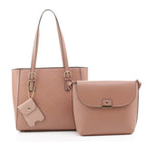 3-in-1 diamond quilted tote set - stone