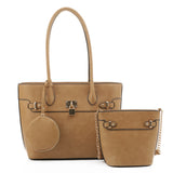3-in-1 tote and chain crossbody bag set - tan