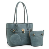 3-in-1 tote and chain crossbody bag set - blue grey