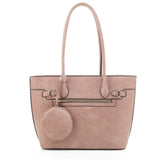 3-in-1 front zipper tote and ribbon detail crossbody bag set - blush