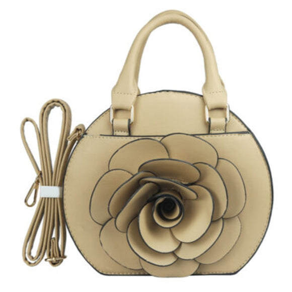Flower round satchel bag - apricot