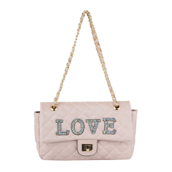 LOVE chain shoulder bag - rose gold