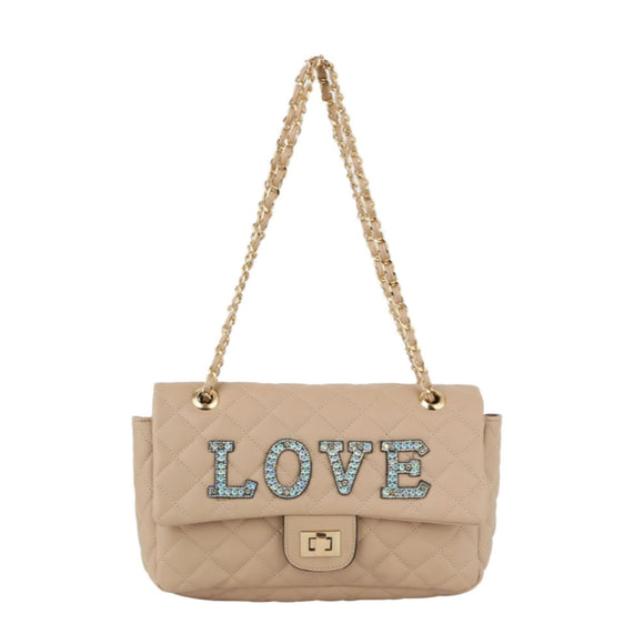 LOVE chain shoulder bag - taupe