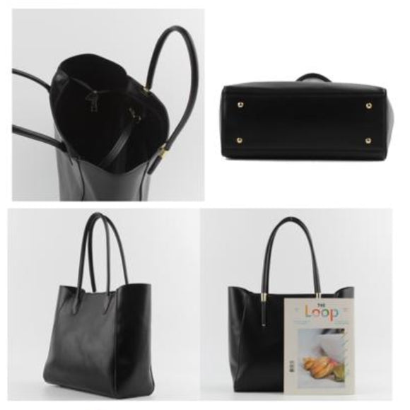 2-in-1 tote and crossbody bag - black