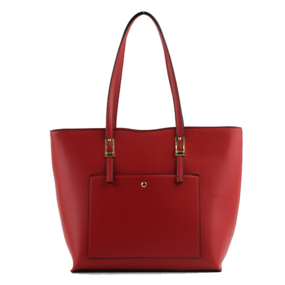 3-in-1 Belted handle & front pocket tote - red