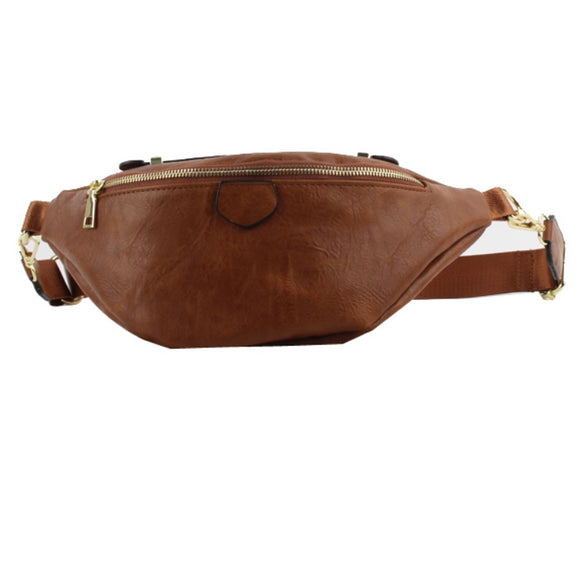Leather cross shoulder bag - brown