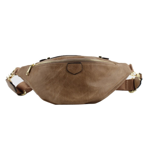 Leather cross shoulder bag - khaki