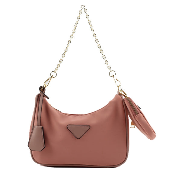 2-in-1 chain shoulder bag - dark pink