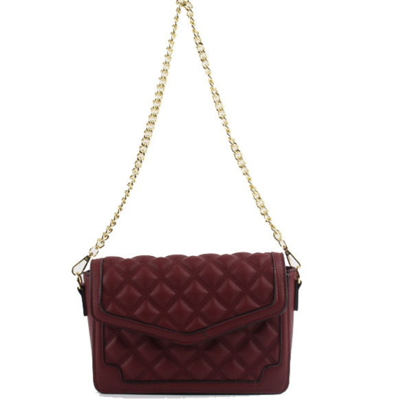 Quilted chain shoulder bag - dark red