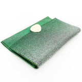 Jewelry Tone Crystal Rhinestone Envelope Clutch - green