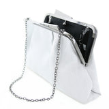 Bow Top Glitter Metallic Clutch/Evening Bag - silver
