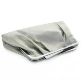 Bow Top Glitter Metallic Clutch/Evening Bag - gray
