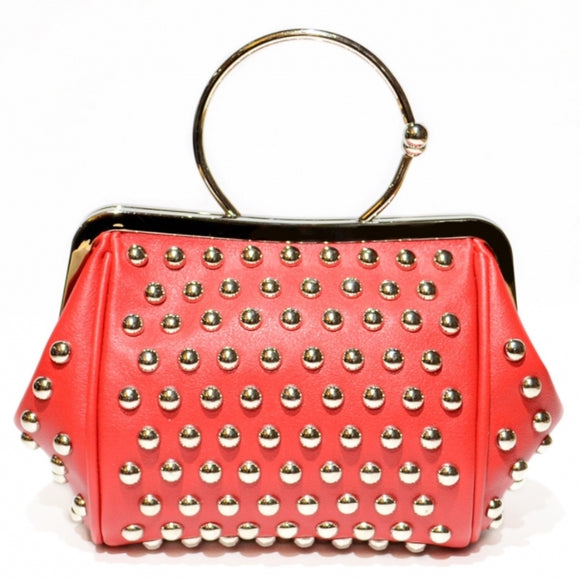 Bangle-style Studded Clutch - red