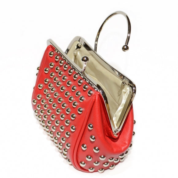 Bangle-style Studded Clutch - red
