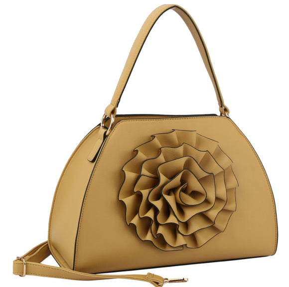 3d flower tote with wallet - stone