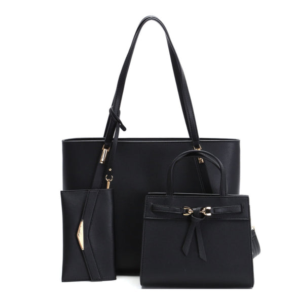 3-in-1 Knot detail tote and crossbody bag - black