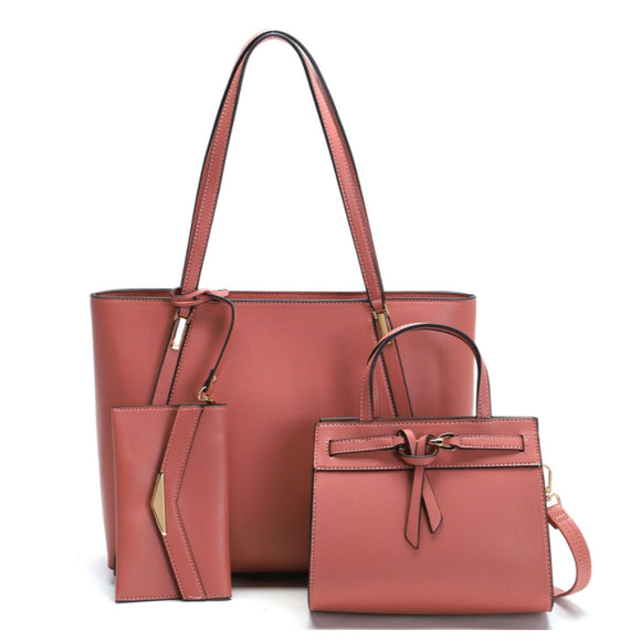 3-in-1 Knot detail tote and crossbody bag - baby pink