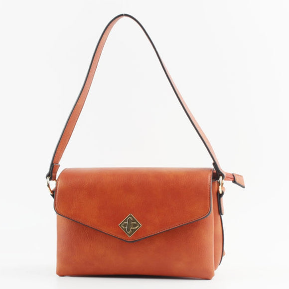 Turn lock shoulder bag - orange