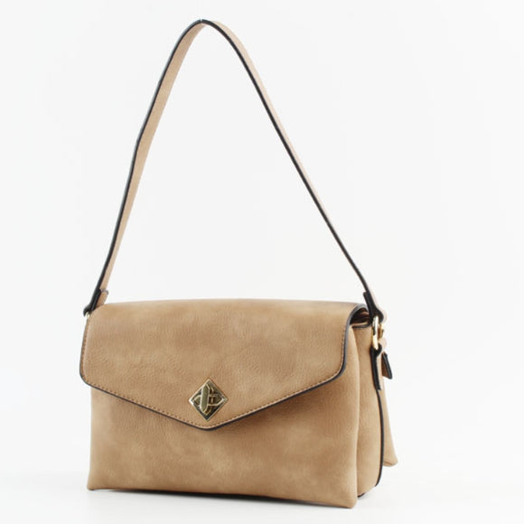 Turn lock shoulder bag - khaki