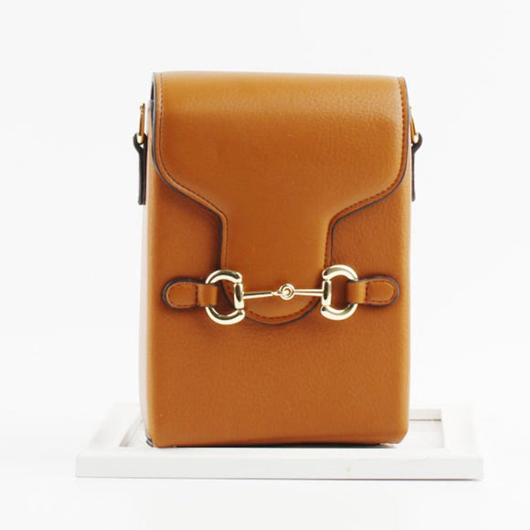 Linked chain crossbody bag - brown