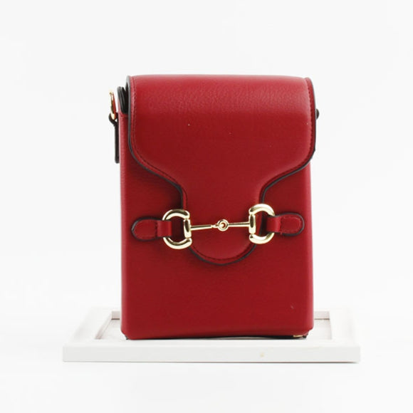 Linked chain crossbody bag - red