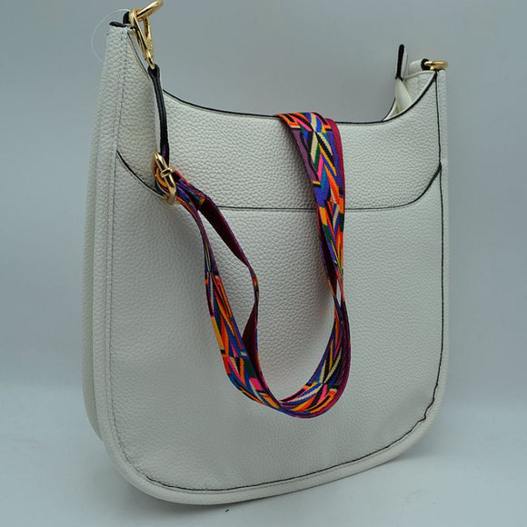 Hobo bag with fashion strap - white