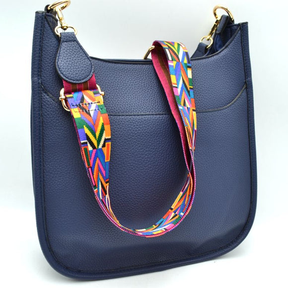 Hobo bag with fashion strap - navy blue