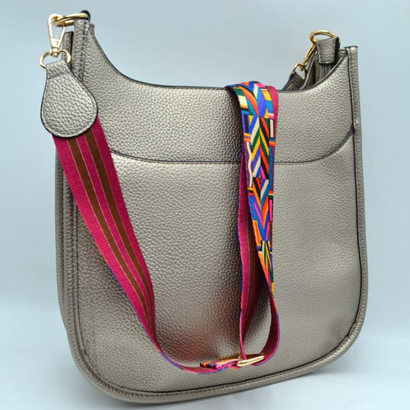 Hobo bag with fashion strap - dark silver