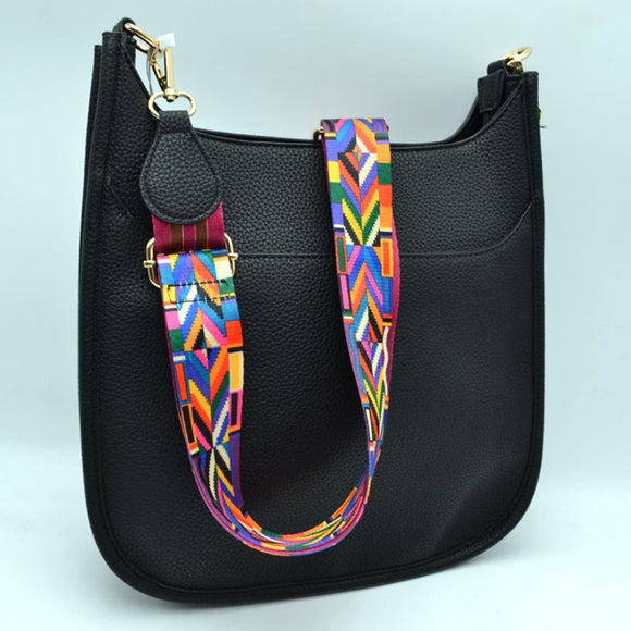 Hobo bag with fashion strap - black