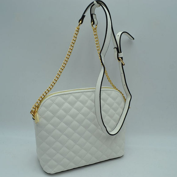 Quilted chain crossbody bag - white