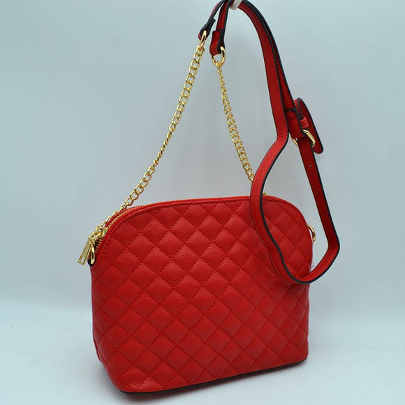 Quilted chain crossbody bag - red
