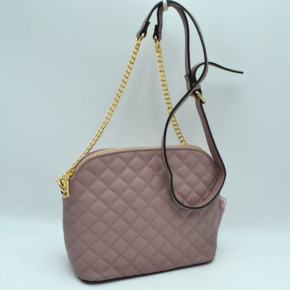 Quilted chain crossbody bag - mauve