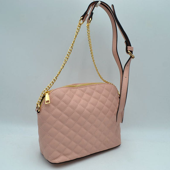 Quilted chain crossbody bag - pink