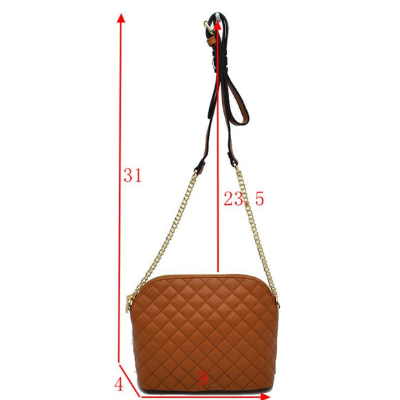 Quilted chain crossbody bag - brown