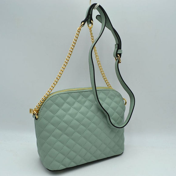 Quilted chain crossbody bag - mint green