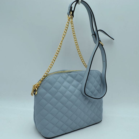 Quilted chain crossbody bag - blue