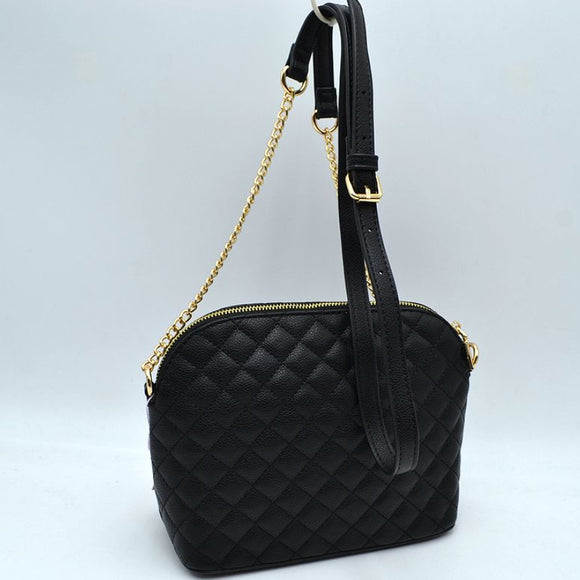 Quilted chain crossbody bag - black