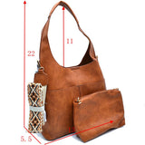 2-in-1 shoulder bag with fashion strap - stone