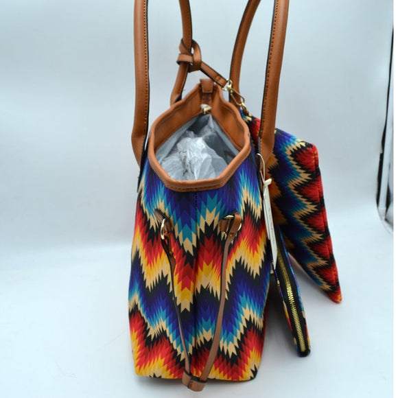 3-in-1 aztec print handbag set