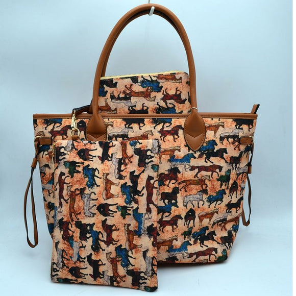 3-in-1 animal print handbag set