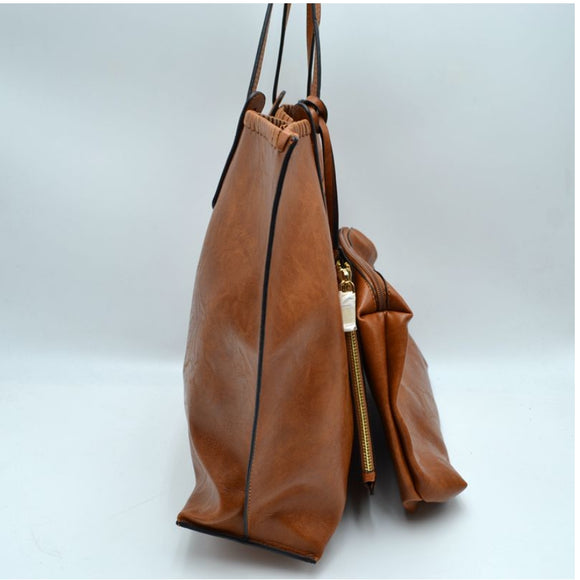 3-in-1 knotted top tote set - stone