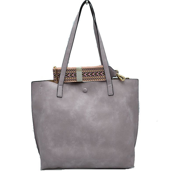 Fashion strap tote with pouch - lavender